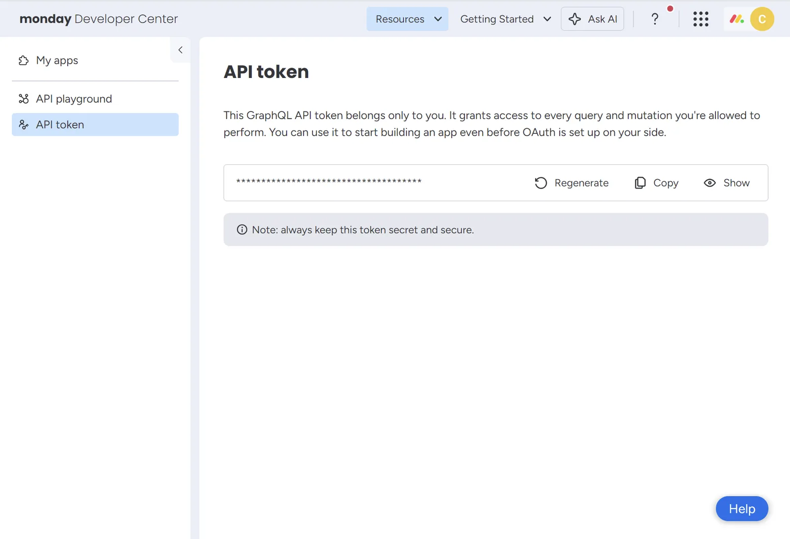 API Token Location