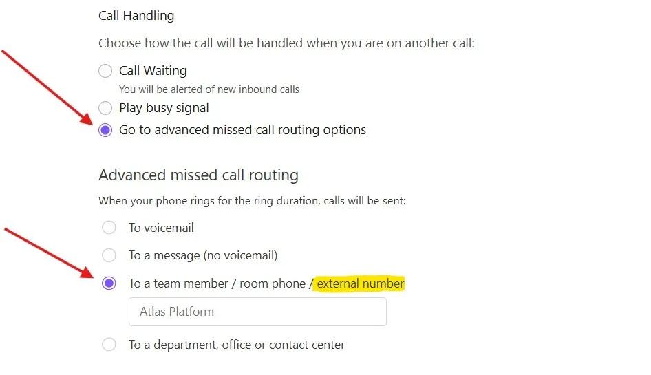 External number unavailable